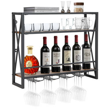 17 Stories Dakayden 6 Bottle Wall Mounted Wine Bottle Glass Rack